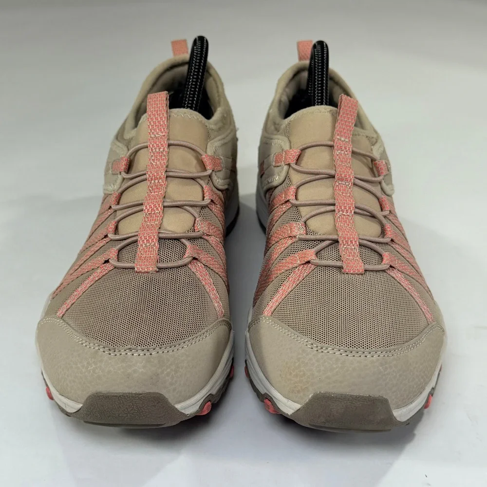 Skechers Seager Hiker Shoes Womens 10 Taupe Pink Bungee Athleisure Trail Slip On